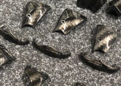 Fishing reel parts hydro dipped in large carbon fibre