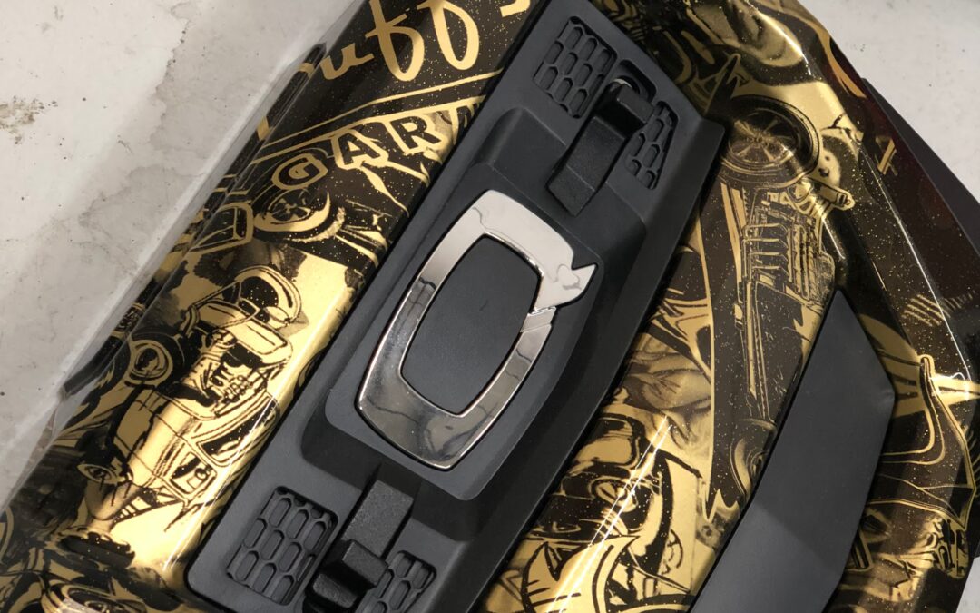 Mobility Chair hydro dipped in gold dubstyle bomb