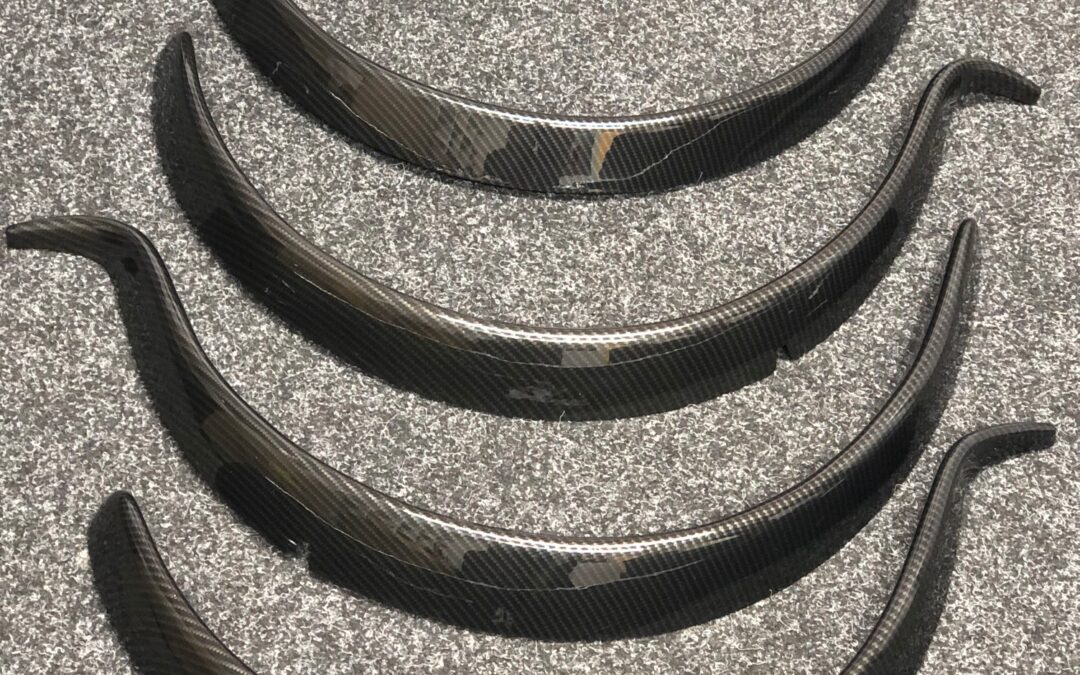 Landrover wheel arches hydro dipped in carbon fibre