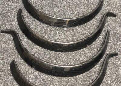 Landrover wheel arches hydro dipped in carbon fibre