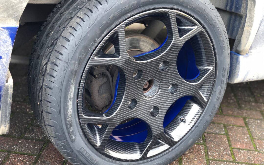 Ford Transit wing mirrors and alloy wheels hydro dipped in carbon fibre