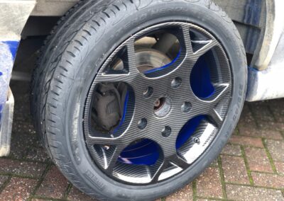Ford Transit wing mirrors and alloy wheels hydro dipped in carbon fibre