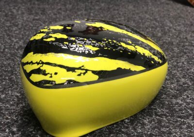 Fiat 500 Abarth hydro dipped in yellow marble and custom Italian flag engine cover