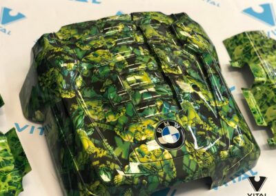 BMW Engine Bay Hydro Dipped in Hulk and Green Flames