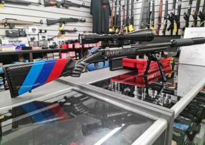 Gun Stock Hydro Dipped in Carbon Fibre with Custom BMW Text