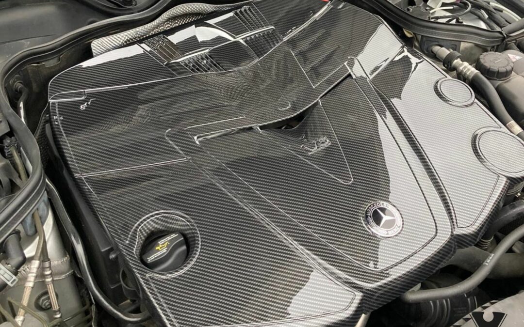 Mercedes Benz Engine Cover Hydro Dipped in Carbon Fibre