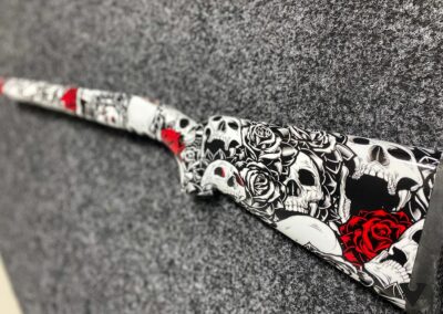 Gunstock Hydro Dipped in Skulls and Rose with Airbrushed Red