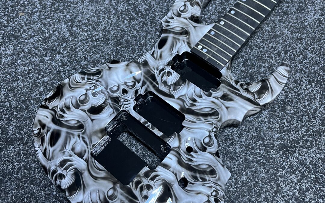 Guitar Hydro Dipped in Hear No Evil with Gloss Black Painted Back