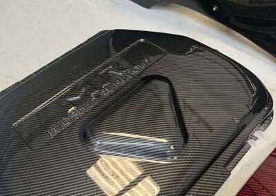 Engine Bay Covers Hydro Dipped In Black and Red Carbon Fibre