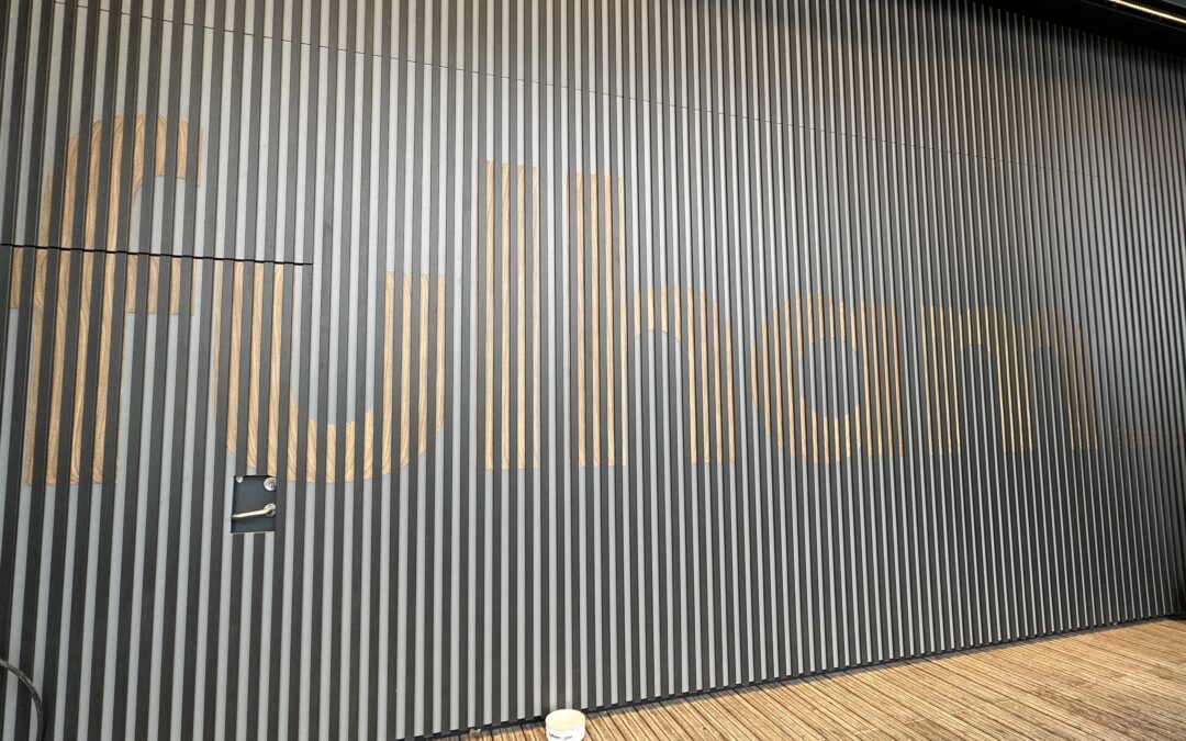 Fulham Pier Signage Hydro Dipped in Wood Grain, London