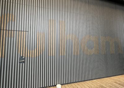 Fulham Pier Signage Hydro Dipped in Wood Grain, London