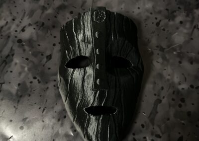 3D Printed Mask Painted in Satin Black, front view