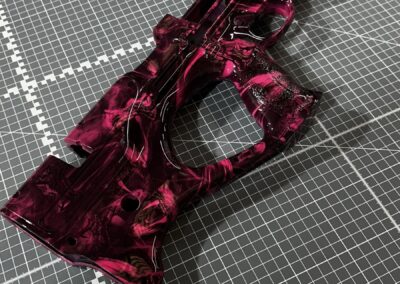 Air Rifle Stock Hydro Dipped in Pink Venom, full stock before fitting
