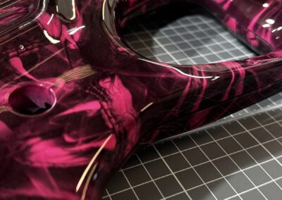 Air Rifle Stock Hydro Dipped in Pink Venom, thumbhole grip detail