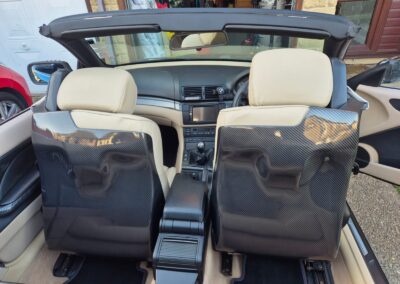BMW E46 convertible seat backs hydro dipped in carbon fibre