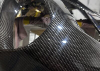 Ferrari Rear Diffuser Hydro Dipped in Carbon Fibre, upper edge detail