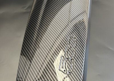 500 logo on a carbon fibre hydro dipped dash trim
