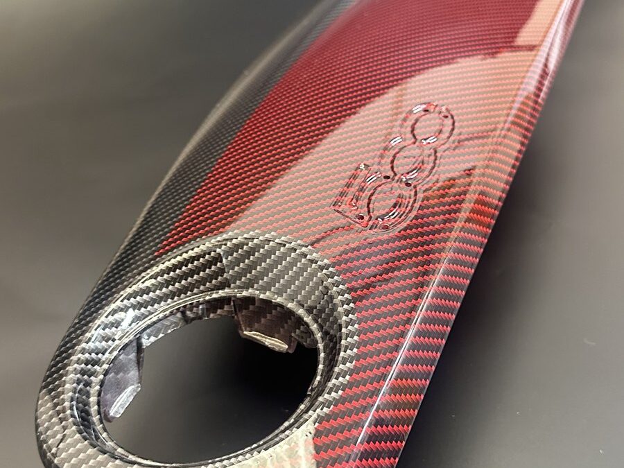 Fiat 500 Dash Trim Hydro Dipped in Red and Black Carbon Fibre