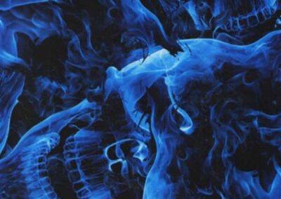 Blue Blazing Skulls hydro dipping film pattern