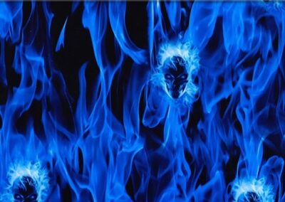 Blue Fire Skulls hydro dipping film pattern