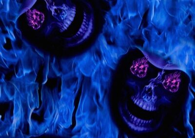Flaming Blue Skulls hydro dipping film pattern