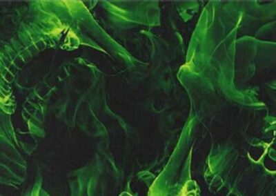 Green Blazing Skulls hydro dipping film pattern