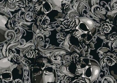 Skulls and Roses hydro dipping film pattern