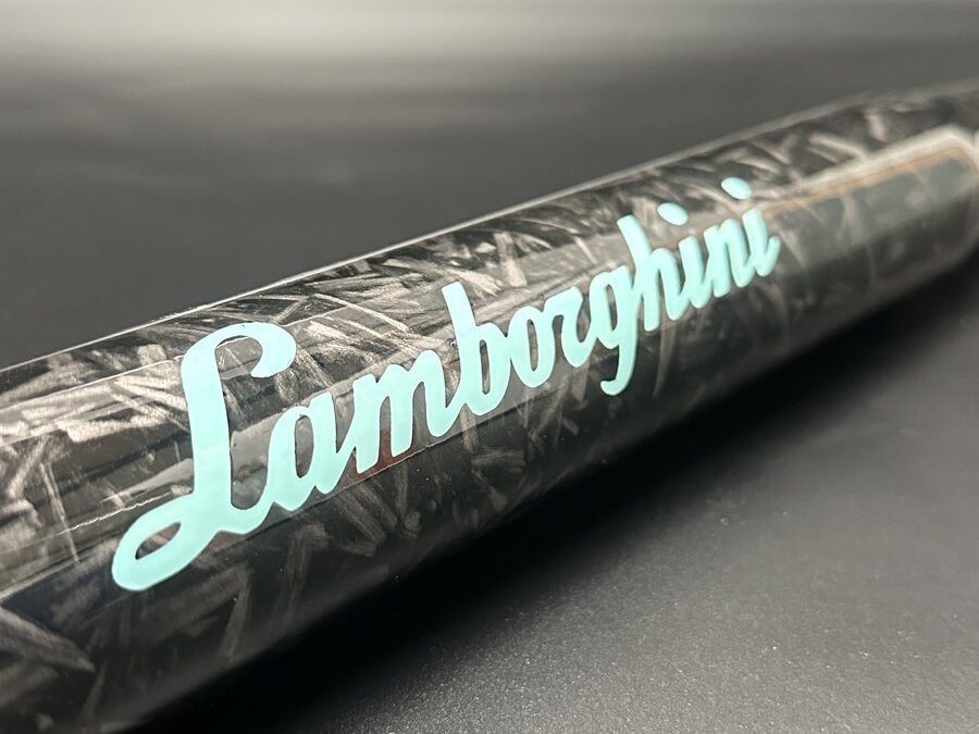 Baseball Bat Hydro Dipped in Forged Carbon with Custom Lamborghini Logo