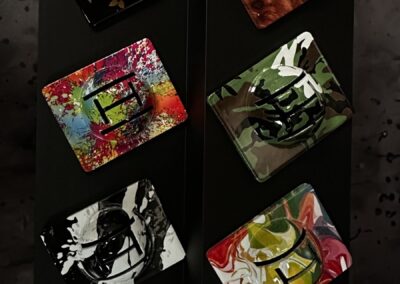 Golf Ball Line Markers Designed, 3D Printed and Hydro Dipped, set arranged in two rows