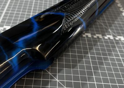 Gunstock Hydro Dipped in Blue Lightning, fore-end detail
