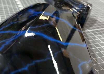 Gunstock Hydro Dipped in Blue Lightning, lightning close-up