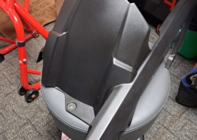 Kawasaki Z900 Hugger Hydro Dipped in Lined Carbon and Seat Cowl in Lest We Forget, before: hugger angled view