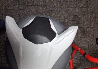 Kawasaki Z900 Hugger Hydro Dipped in Lined Carbon and Seat Cowl in Lest We Forget, before: seat cowl overhead