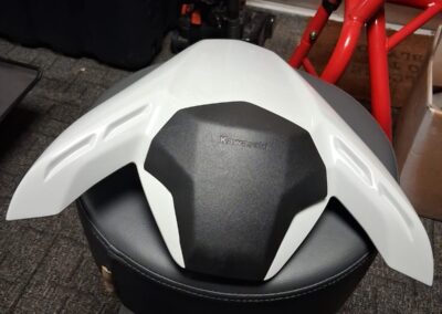 Kawasaki Z900 Hugger Hydro Dipped in Lined Carbon and Seat Cowl in Lest We Forget, before: seat cowl top view