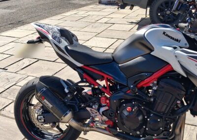 Kawasaki Z900 Hugger Hydro Dipped in Lined Carbon and Seat Cowl in Lest We Forget, tail and seat cowl