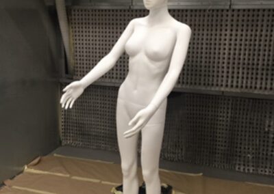 Mannequin Light Stand Custom Painted in a Chequered Flag Design, bare white mannequin before painting