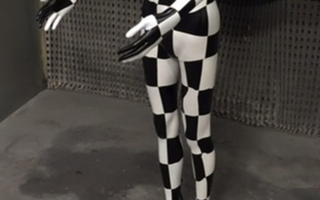 Mannequin Light Stand Custom Painted in a Chequered Flag Design