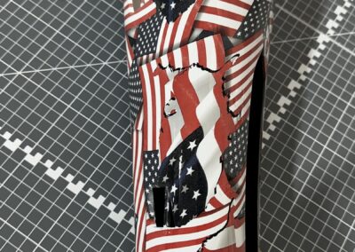 Prosthetic Leg Cover Hydro Dipped in American Flag, edge detail