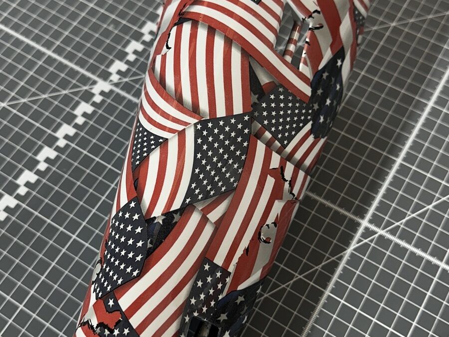 Prosthetic Leg Cover Hydro Dipped in American Flag