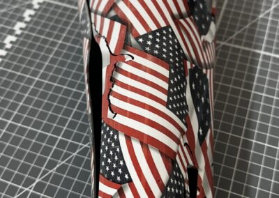 Prosthetic Leg Cover Hydro Dipped in American Flag, side view