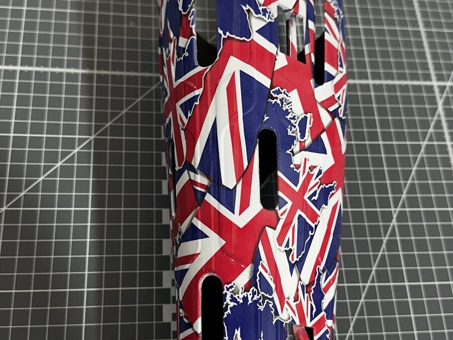 Prosthetic Leg Cover Hydro Dipped in Union Jack