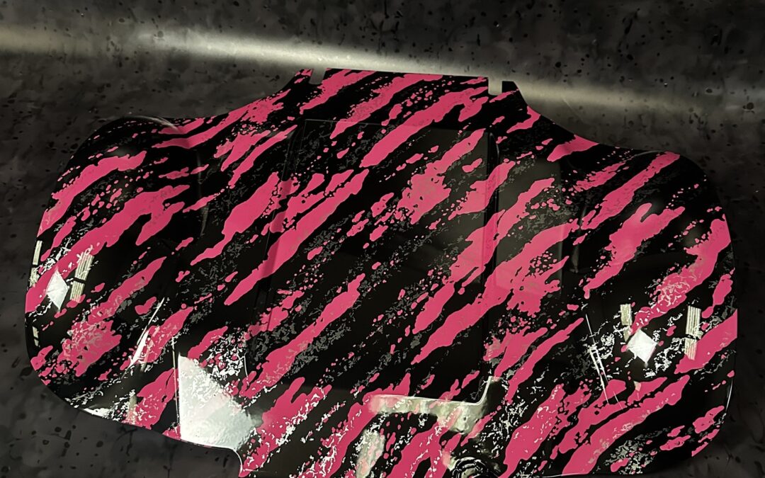 Quickie Powerchair Panel Hydro Dipped in Pink Marble Splash