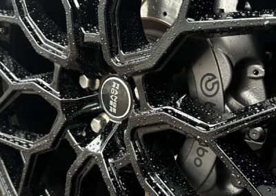 Range Rover Satin Wrap with Gloss Black Painted Exterior and Carbon Interior, gloss black alloy and anthracite caliper