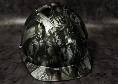 Vented Safety Hat Hydro Dipped in Bad Ass, front view