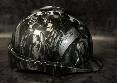 Vented Safety Hat Hydro Dipped in Bad Ass, side profile