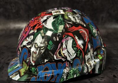 Safety Hat Hydro Dipped in Joker, rear three-quarter view