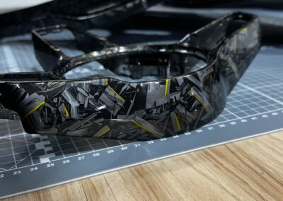 Seat Backs and Interior Trims Hydro Dipped in Yellow Gold Forged Carbon, console trim