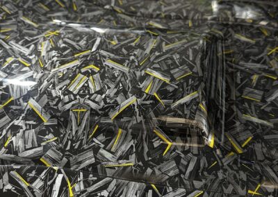 Seat Backs and Interior Trims Hydro Dipped in Yellow Gold Forged Carbon, forged pattern with yellow flecks