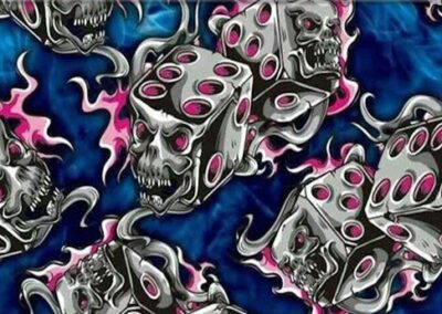 Blue Flaming Dice hydro dipping film pattern