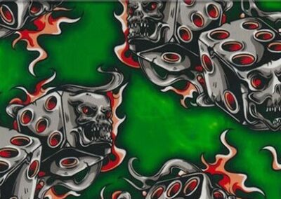 Green Flaming Dice hydro dipping film pattern